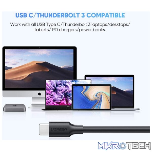 UGreen 20103 USB-C 3.1 Gen 1 Male to Micro USB-B 3.0  Male 1m Cable with Nickle-Plated Connectors & Supporting data transmission speed up to 5Gbps - Black Colour - Image 4