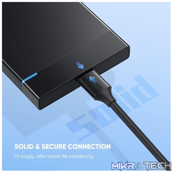 UGreen 20103 USB-C 3.1 Gen 1 Male to Micro USB-B 3.0  Male 1m Cable with Nickle-Plated Connectors & Supporting data transmission speed up to 5Gbps - Black Colour - Image 5