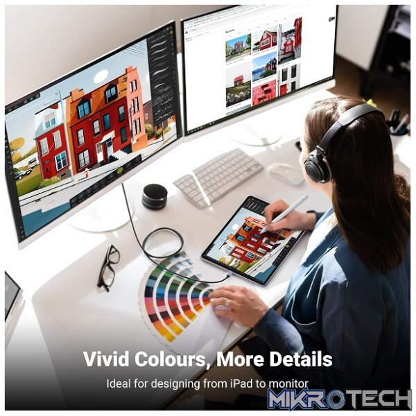 UGreen 50570 USB-C Male to HDMI Male 1.5m Cable with Nickle-Plated Connectors & Supports Resolution up to 4K@60Hz - Black/Grey Colour - Image 4