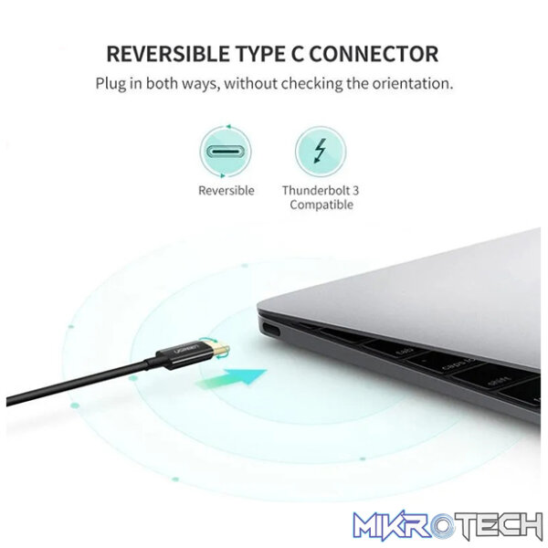 UGreen 50994 USB-C Male to DisplayPort Male 1.5m Cable with Gold-Plated Connectors & Supports Resolution up to 4K@30Hz - Black Colour - Image 3