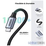 UGreen 80810 USB-C 3.1 Male to Female 0.5m Braided Extension Cable with Transfer Speed up to 10Gbps and 5A(max) Fast Charging and Sync Audio+Video - Black Colour - Image 2