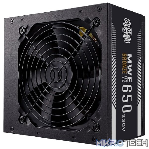 Product Cooler Master MWE 650W EU 230V INTEL ATX 12V V2 80Plus Bronze Certified Power Supply With Active PFC, DC-to-DC Design, Single +12V Rail And Flexible Flat Cable - Black Colour - Image 1