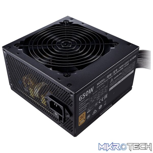 Cooler Master MWE 650W EU 230V INTEL ATX 12V V2 80Plus Bronze Certified Power Supply With Active PFC, DC-to-DC Design, Single +12V Rail And Flexible Flat Cable - Black Colour - Image 2