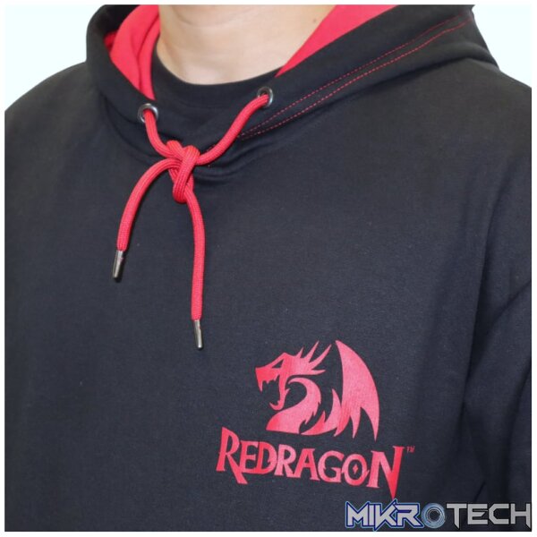 REDRAGON HOODIE WITH FRONT and BACK LOGO - BLACK - LARGE - Image 2
