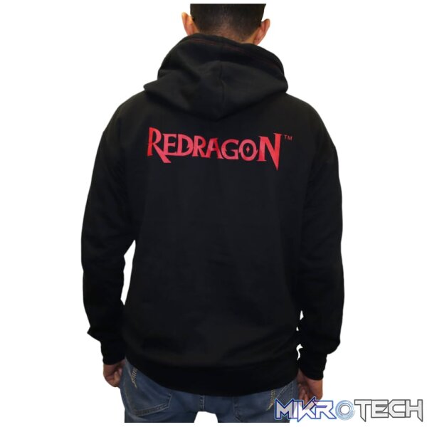 REDRAGON HOODIE WITH FRONT and BACK LOGO - BLACK - LARGE - Image 5