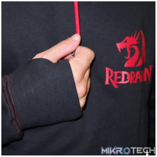 REDRAGON HOODIE WITH FRONT and BACK LOGO - BLACK - XXLARGE - Image 6