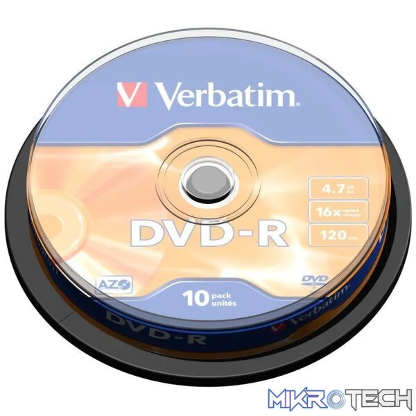 VERBATIM 4.7GB DVD-R (16X) MATT SILVER- SPINDLE - Image 2