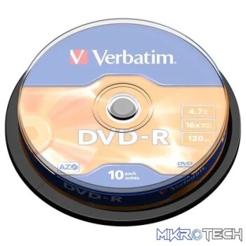VERBATIM 4.7GB DVD-R (16X) MATT SILVER- SPINDLE