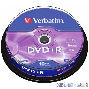 VERBATIM 4.7GB DVD+R (16X) MATT SILVER SPINDLE