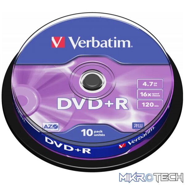 VERBATIM 4.7GB DVD+R (16X) MATT SILVER SPINDLE VERBATIM 4.7GB DVD+R (16X) MATT SILVER SPINDLE