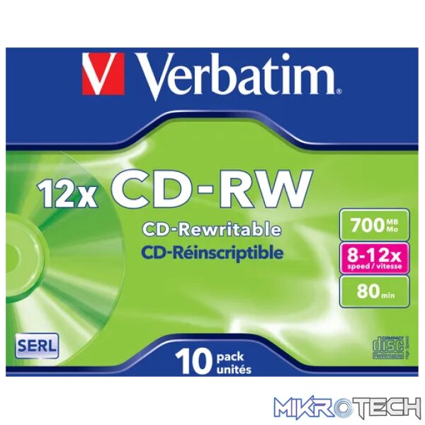 VERBATIM - 700MB - CD-RW (12X) - JEWEL C VERBATIM - 700MB - CD-RW (12X) - JEWEL C
