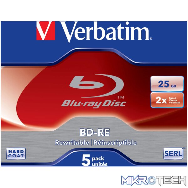 VERBATIM BD-R SL JC 5PK VERBATIM BD-R SL JC 5PK