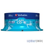 VERBATIM CD-R CRYSTAL SPIN 25PK