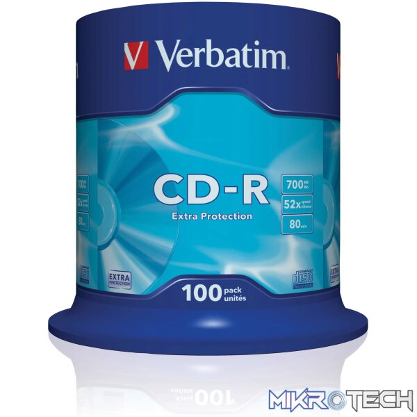 VERBATIM CD-R EXTRA PROTECT SPIN 100PK - Image 2