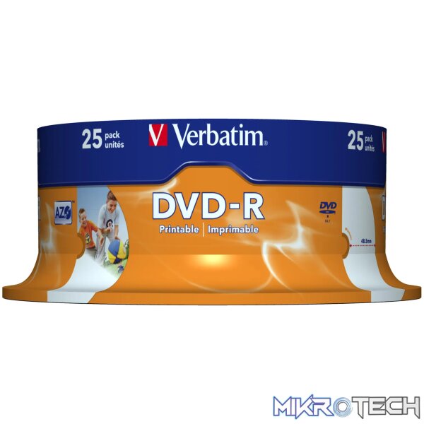 VERBATIM DVD-R SL PRINTABLE SPIN 25P - Image 2
