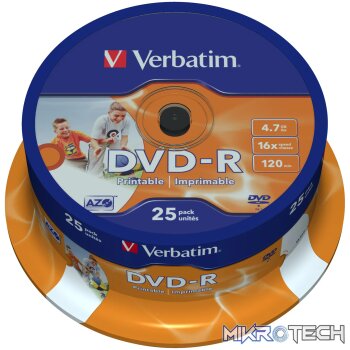 VERBATIM DVD-R SL PRINTABLE SPIN 25P