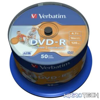 VERBATIM  DVD-R SL PRINTABLE SPIN 50PK