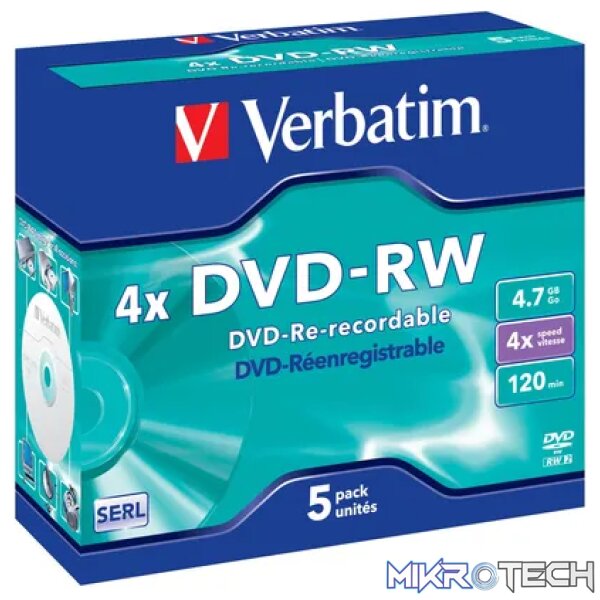 VERBATIM DVD-RW SL JC 5PK VERBATIM DVD-RW SL JC 5PK