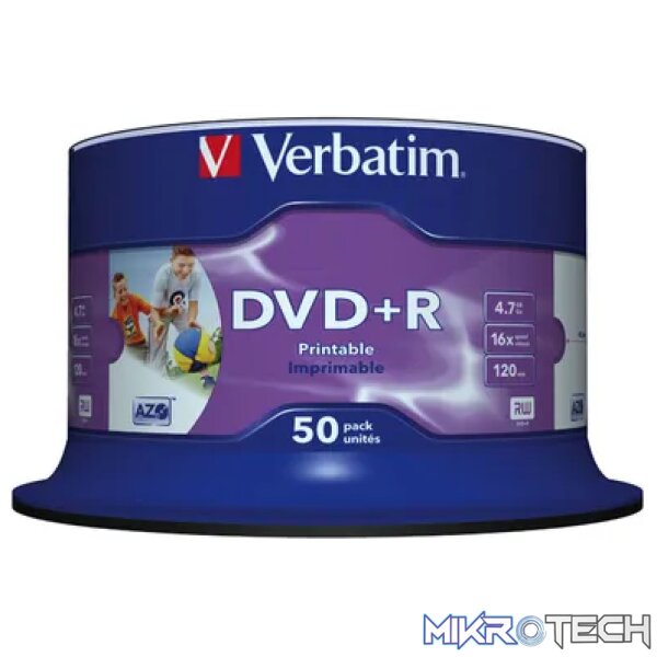 VERBATIM DVD+R SL PRINTABLE SPIN 50P VERBATIM DVD+R SL PRINTABLE SPIN 50P