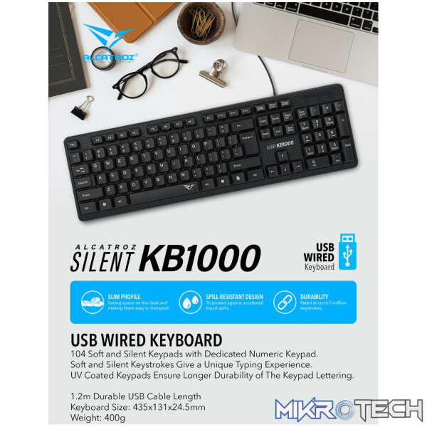 Alcatroz Silent USB Wired Keyboard - Image 7