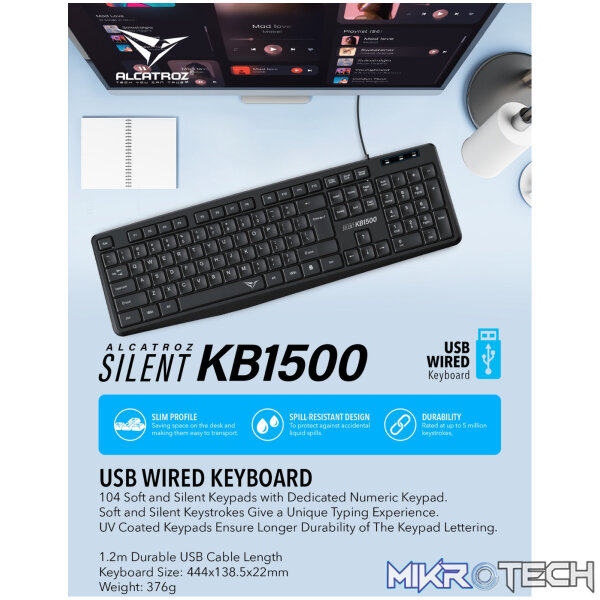 Alcatroz Silent USB Wired Keyboard - Image 8