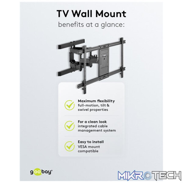 Goobay TV wall mount Basic FULLMOTION (XL) for TVs from 43" to 100" - Image 5