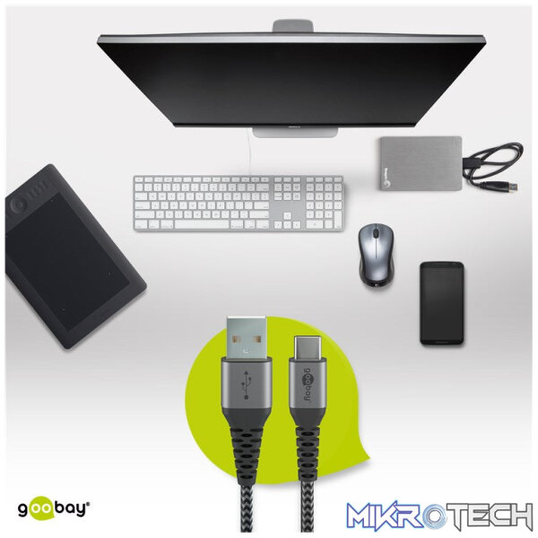 aaee89f5-5e50-4cbc-8eca-acc13054fe8f-Mockup-USB-A-auf-USB-C-neu_49295_49296_49297_1500x1500_png_1080x Goobay USB-C to USB-A Textile 1m Cable with Metal Plugs - Space Grey/Silver - Image 1