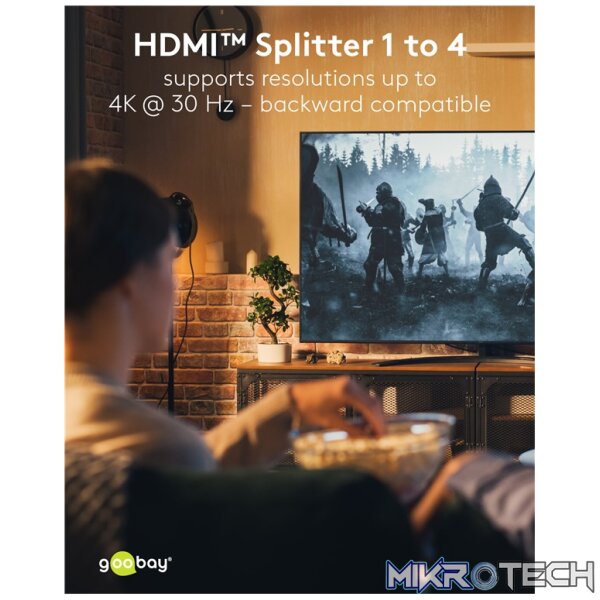 Goobay HDMI Splitter 1 to 4 (4K @ 30 Hz) - Image 3