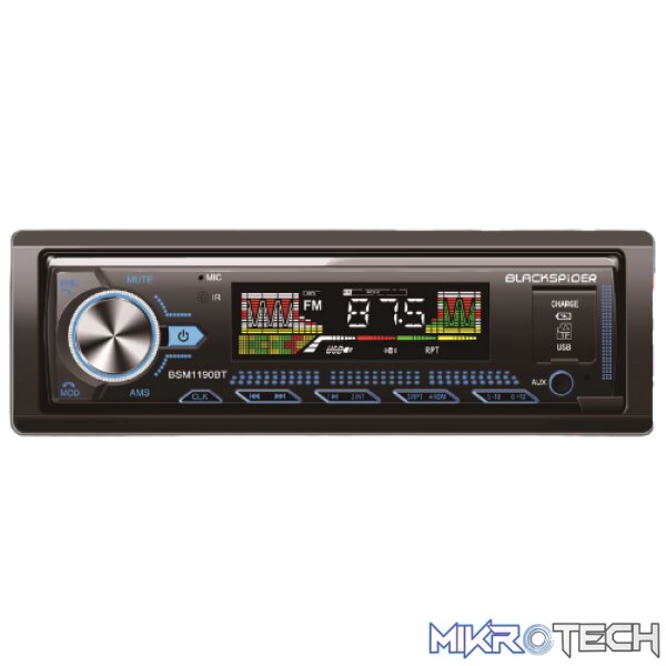 bsm1190bt Blackspider BSM1190BT Bluetooth/USB/AUX Single Din Media Player - Image 1