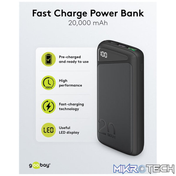 Goobay Fast Charge 20 000 mAh Power Bank with LED Display - Image 8