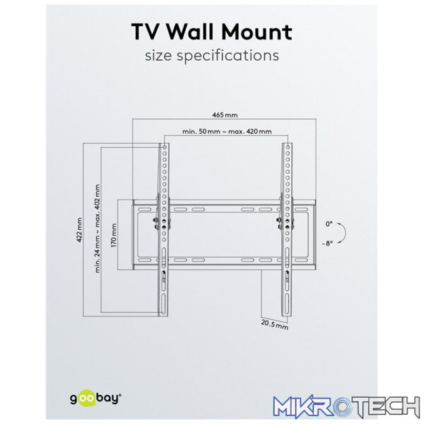Goobay TV Wall Mount Basic Tilt for TVs from 32" to 55" - Image 9