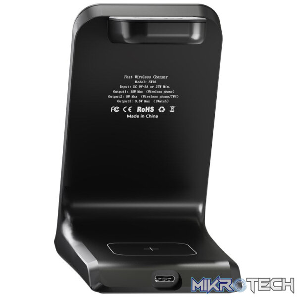Goobay 3-in-1 Wireless Qi Charger - Black - Image 2