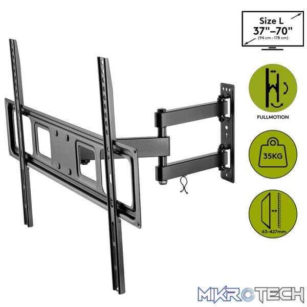 Goobay TV wall mount Basic FULLMOTION (L) for TVs from 37" to 70" - Image 2