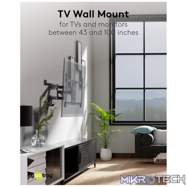 Goobay TV wall mount Basic FULLMOTION (XL) for TVs from 43" to 100" - Image 3