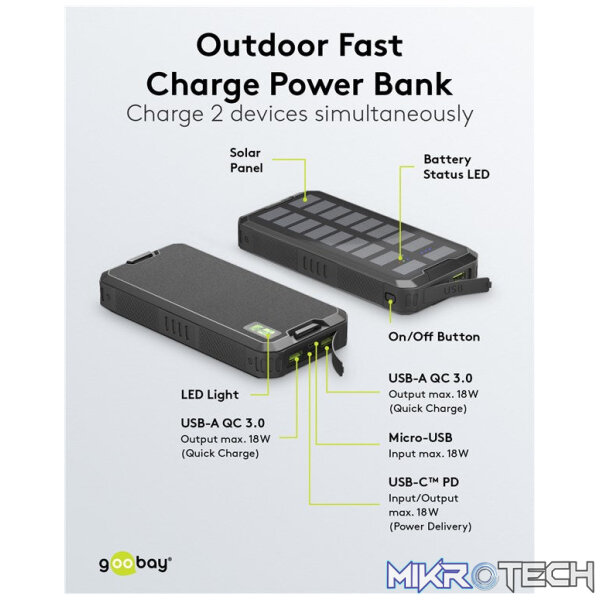 Goobay Outdoor Fast Charge 20 000 mAh Power Bank with Solar - Image 11