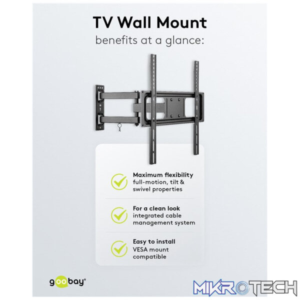 Goobay TV wall mount Basic FULLMOTION (M) for TVs from 32" to 55" - Image 4