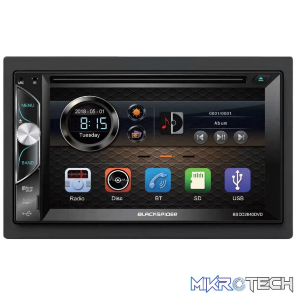 s-zoom_e613e55d-c660-4473-a694-d6b4a3757b46 Blackspider BSDD2640DVD Double Din 6.2' CD/DVD/BT/AUX/USB Radio - Image 1
