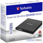 Verbatim Slimline CD/DVD Optical Disc Drive Black DVD-RW - Image 2