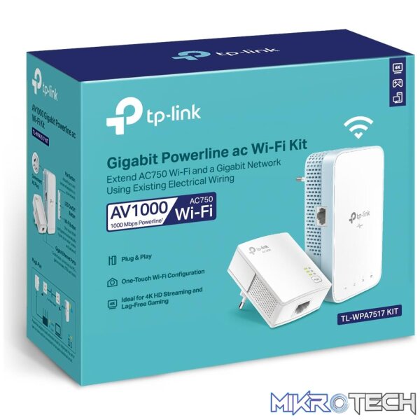 TP-LINK WPA7517 KIT AV1000 GIGABIT POWERLINE AC WIFI KIT - Image 2