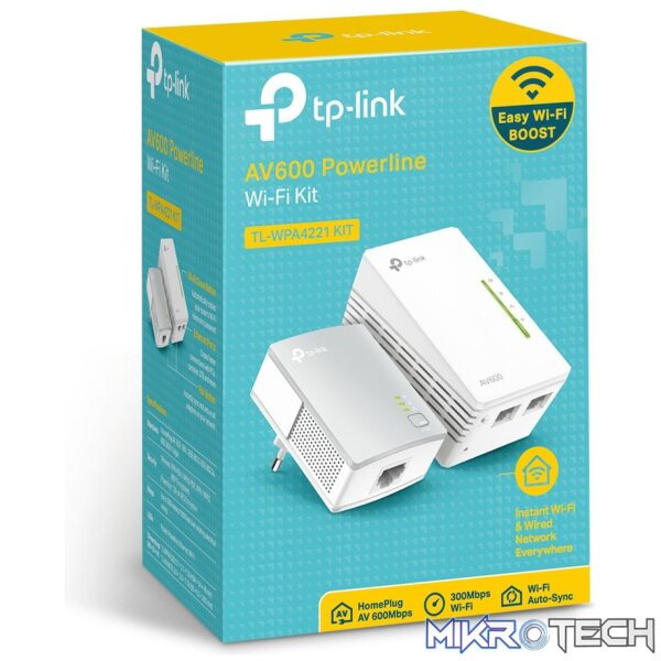 TP-LINK TLWPA4221KIT - 300MBPS AV600 WI-FI POWERLINE EXTENDER STARTER KIT - Image 2