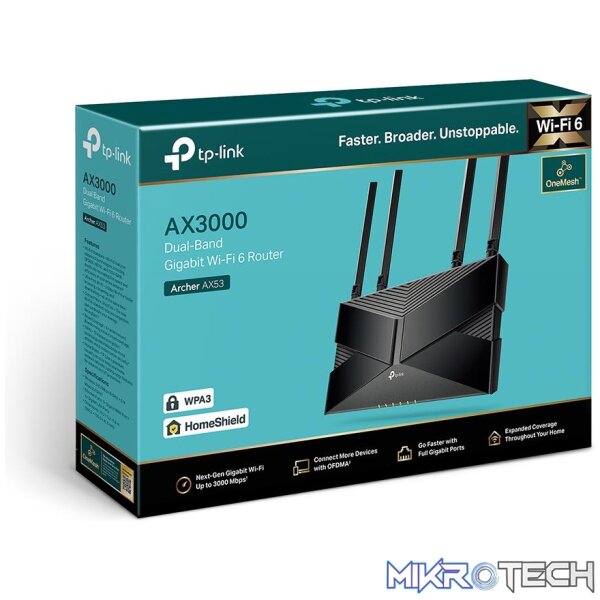 TP-LINK ARCHER AX53 AX3000 DUAL BAND GIGABIT WIFI 6 ROUTER - Image 3