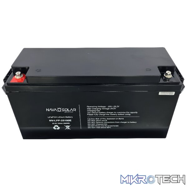 NAVASOLAR 25.6V 100AH 2.56KWH LIFEPO4 IP65 BATTERY PACK NAVASOLAR 25.6V 100AH 2.56KWH LIFEPO4 IP65 BATTERY PACK