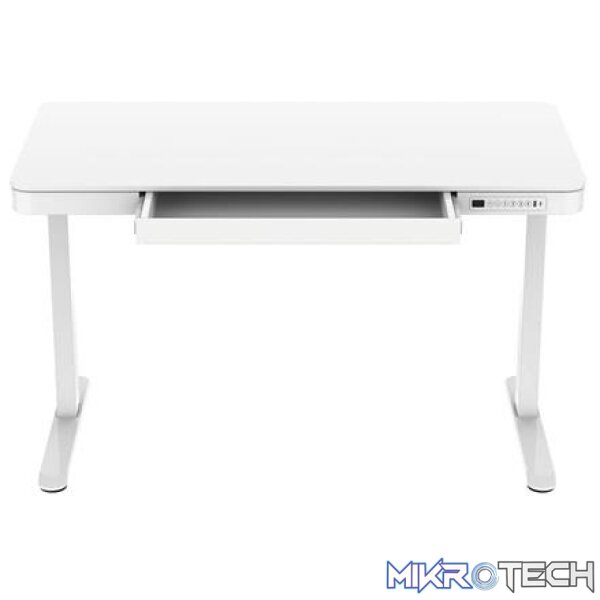 ROGUEWARE SIT-STAND RECTANGULAR GLASS-TOP HEIGHT ADJUSTABLE DESK WHITE - Image 3