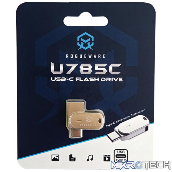 ROGUEWARE U785C 64GB METAL USB 3.1 TYPE-C & TYPE-A DUAL FLASH DRIVE - SILVER - Image 4