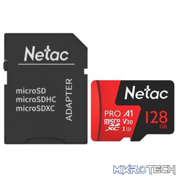 NETAC P500 EXTREME PRO 128GB CLASS 10 V10 U1 MICROSDXC CARD & ADAPTOR