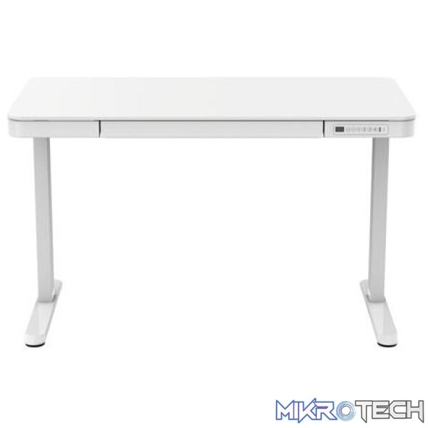 ROGUEWARE SIT-STAND RECTANGULAR GLASS-TOP HEIGHT ADJUSTABLE DESK WHITE - Image 2