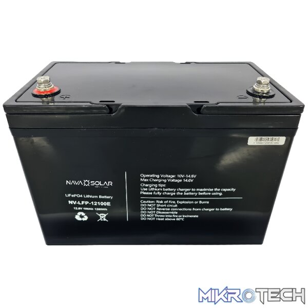 NAVASOLAR 12.8V 100AH 1.28KWH LIFEPO4 IP65 BATTERY PACK NAVASOLAR 12.8V 100AH 1.28KWH LIFEPO4 IP65 BATTERY PACK