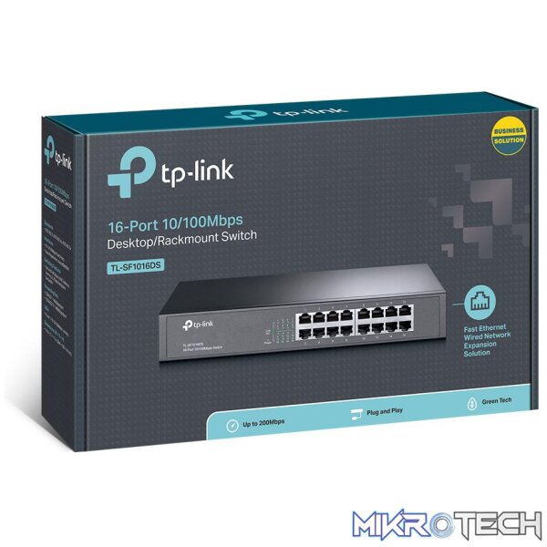 TP-LINK SF1016DS 16 PORT, 10/100 UNMANAGED RACKMOUNT SWITCH - Image 2