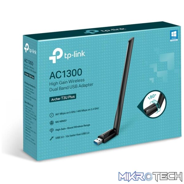 TP-LINK ARCHER T3U PLUS - AC1300 HIGH GAIN WI-FI DUAL BAND USB ADAPTER - Image 2