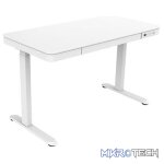 ROGUEWARE SIT-STAND RECTANGULAR GLASS-TOP HEIGHT ADJUSTABLE DESK WHITE